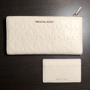 Michael Kors LG Emboss MK slim wallet+card holder